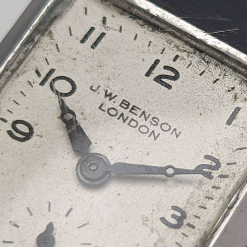 British vintage Benson alloy rectangular case wristwatch works well