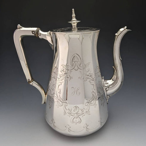 1853年 英国アンティーク シルバープレート製 コーヒーポット Thomas Bradbury & Sons