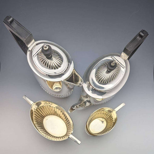 1921 English Antique Silver Plated Teapot Set of 4 Henry Atkins