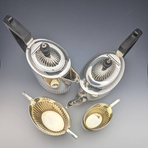 1921 English Antique Silver Plated Teapot Set of 4 Henry Atkins