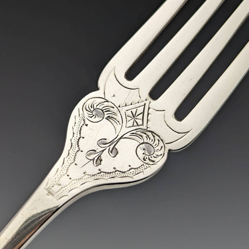 Around 1885 British antique silver plate fish cutlery 6 pair set Mappin and Webb