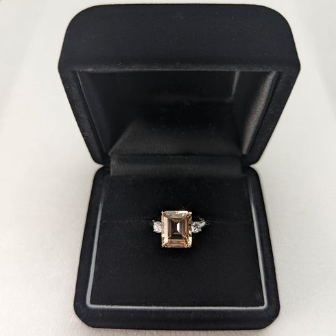 英国ヴィンテージジュエリー ピーチキュービックジルコニア 純銀リング 指輪