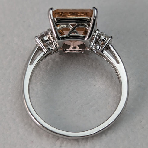 英国ヴィンテージジュエリー ピーチキュービックジルコニア 純銀リング 指輪