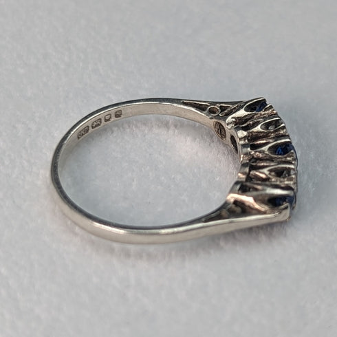 英国ヴィンテージジュエリー ブルー&ホワイトストーン 純銀リング 指輪