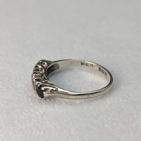 英国ヴィンテージジュエリー ダークストーン 純銀リング 指輪