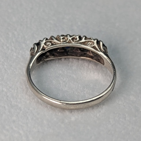 英国ヴィンテージジュエリー ダークストーン 純銀リング 指輪