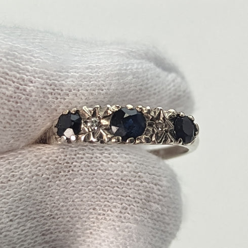 英国ヴィンテージジュエリー ダークストーン 純銀リング 指輪