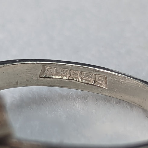 英国ヴィンテージジュエリー レッド&ホワイトストーン 純銀リング 指輪