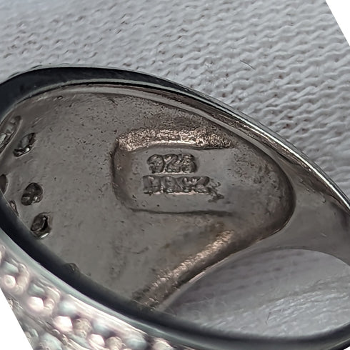 英国ヴィンテージジュエリー キュービックジルコニア 大型純銀リング(11号) 指輪