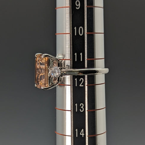 英国ヴィンテージジュエリー ピーチキュービックジルコニア 純銀リング 指輪