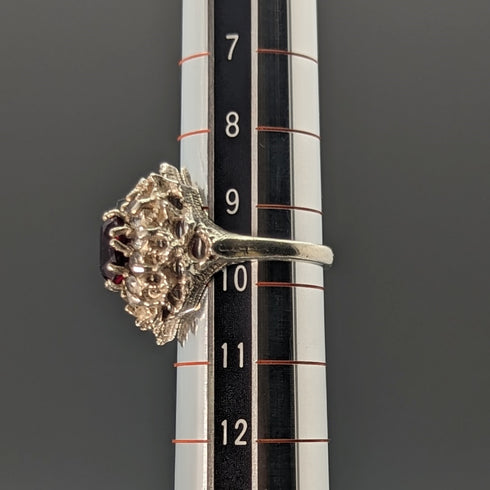 英国ヴィンテージジュエリー ダークレッドストーン 純銀リング(9-10号) 指輪