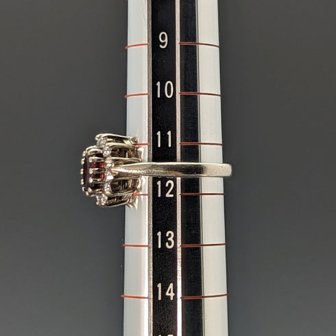 英国ヴィンテージジュエリー レッド&ホワイトストーン 純銀リング 指輪