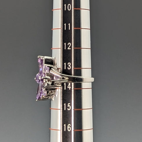 英国ヴィンテージジュエリー アメジスト&ジルコニア 純銀リング 指輪