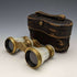 French antique mother-of-pearl decorated opera glasses binoculars with case Verne