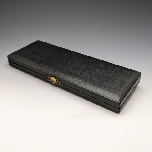 1909 British Antique Pure Silver Handle Shoehorn Button Hook Set in Case J and R Griffin