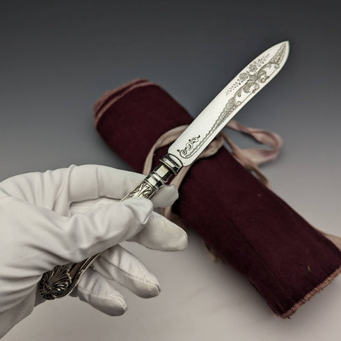 1930年代 英国ヴィンテージ シルバープレート製 デザートカトラリー6ペアセット John Round