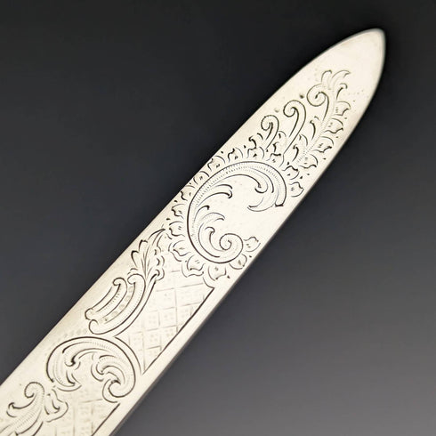 1897年 英国アンティーク 白蝶貝ハンドル 純銀ブレード カトラリー6ペアセット 箱入り J Barraclough