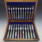Around 1900 British Vintage Natural Stone Handle Cutlery 12 Pair Set Boxed Cavendish