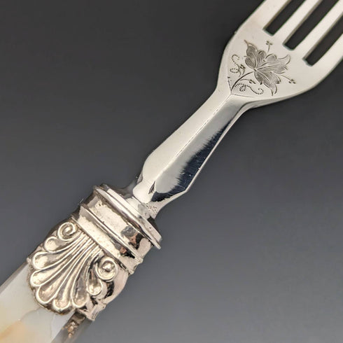 1900年頃 英国ヴィンテージ 天然石ハンドル カトラリー12ペアセット 箱入り Cavendish