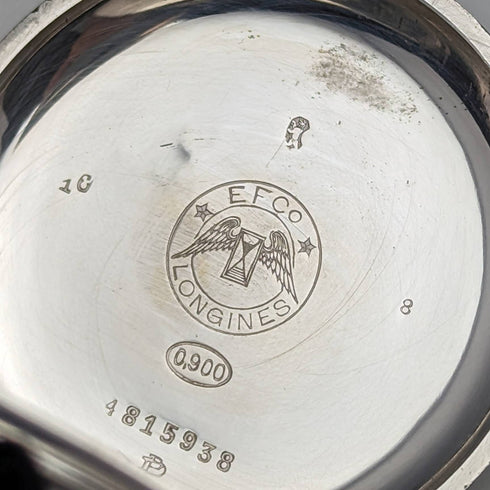 1928 年左右古董浪琴表懷錶刻銀側獵人錶殼效果很好