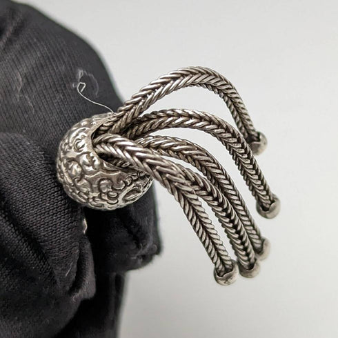 Cadena doble Albert de plata esterlina, antigüedad británica de alrededor de 1900, 34 g, con dije de borla