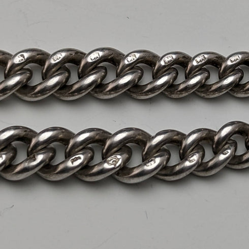 1900年頃 英国アンティーク 純銀製ダブルアルバートチェーン34 g タッセルフォブ