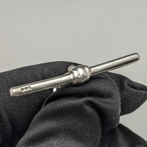 Cadena doble Albert de plata esterlina, antigüedad británica de alrededor de 1900, 34 g, con dije de borla