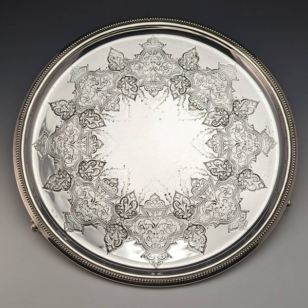 British Antique Silver Plated Salva Diameter 30cm Kerr and Phillips