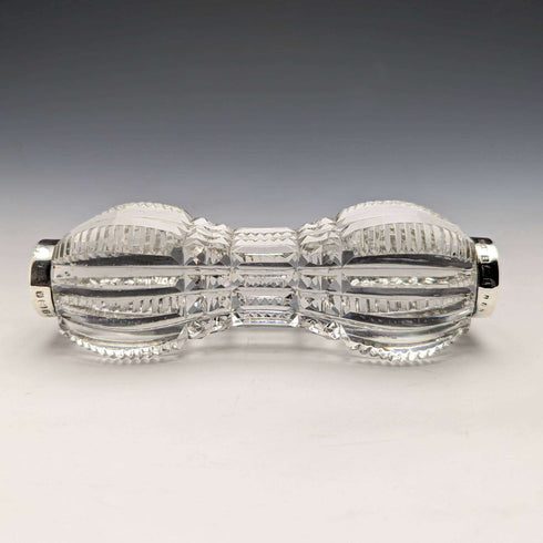 1903 British antique cut glass knife rest pair sterling silver decoration J Gilbert