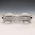 1903 British antique cut glass knife rest pair sterling silver decoration J Gilbert
