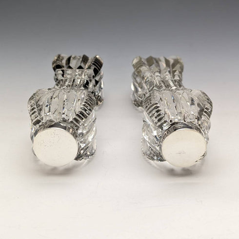 1903年 英国アンティーク カットガラス製 ナイフレストペア 純銀装飾 J Gilbert