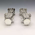 1903 British antique cut glass knife rest pair sterling silver decoration J Gilbert