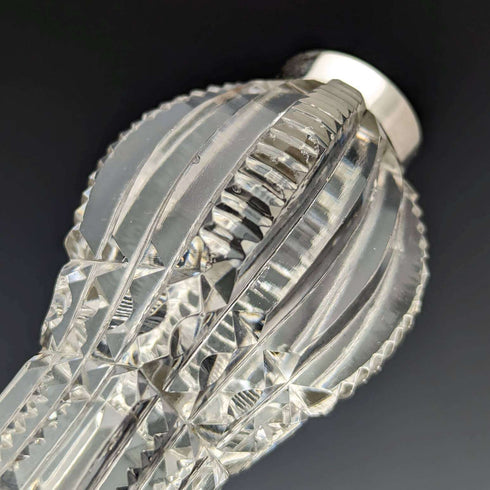 1903 British antique cut glass knife rest pair sterling silver decoration J Gilbert
