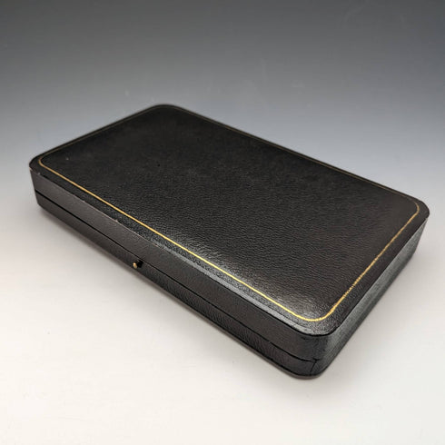 1927年 英国ヴィンテージ カットグラス ディッシュペア 純銀フォークセット CW Fletcher & Sons 箱入り