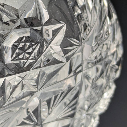 1927年 英国ヴィンテージ カットグラス ディッシュペア 純銀フォークセット CW Fletcher & Sons 箱入り