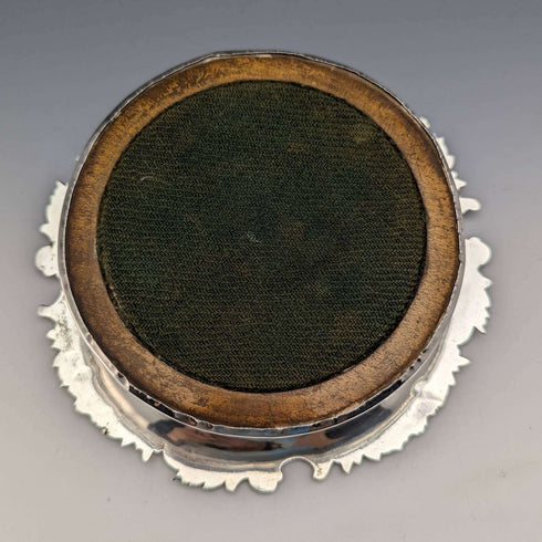 British antique silver plate bottle coaster