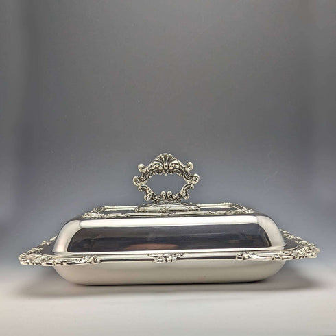 British Antique Silver Plate Square Entree Dish