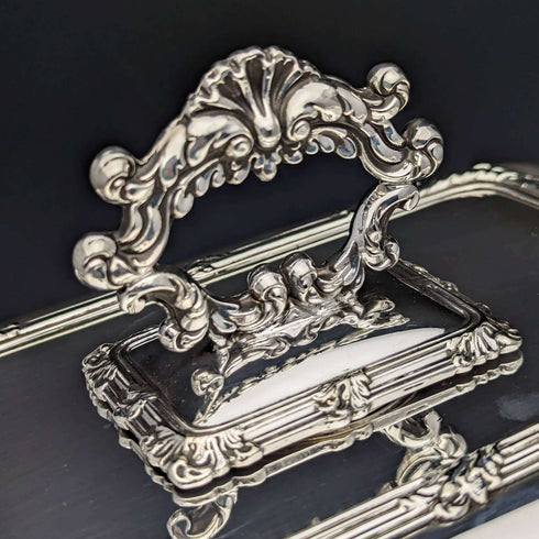 British Antique Silver Plate Square Entree Dish