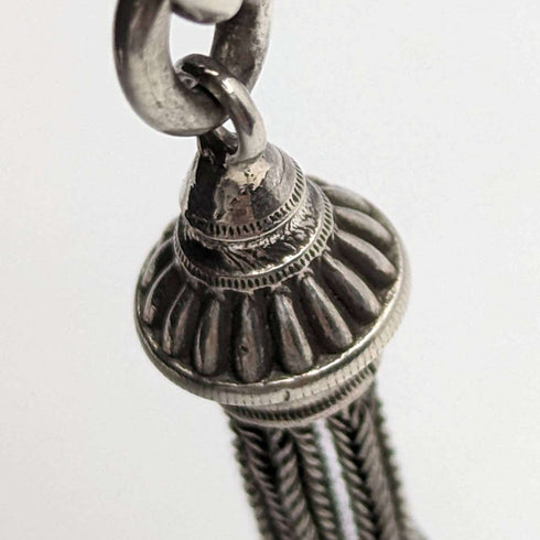 Around 1900 British Antique Sterling Silver Albert Chain 30g Fancy Link Tassel Fob