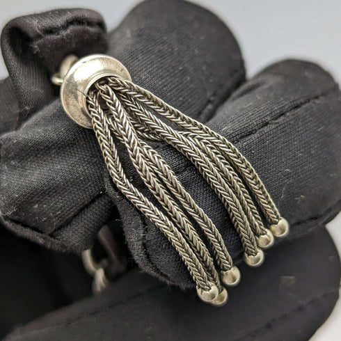 Around 1900 British Antique Sterling Silver Albert Chain 30g Fancy Link Tassel Fob