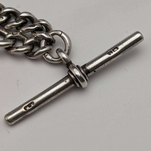 Around 1900 British Antique Sterling Silver Albert Chain 30g Fancy Link Tassel Fob
