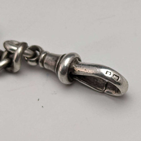 Around 1900 British Antique Sterling Silver Albert Chain 30g Fancy Link Tassel Fob