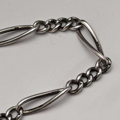 Around 1900 British Antique Sterling Silver Albert Chain 30g Fancy Link Tassel Fob