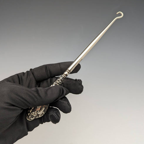 1907 British Antique Sterling Silver Handle Button Hook
