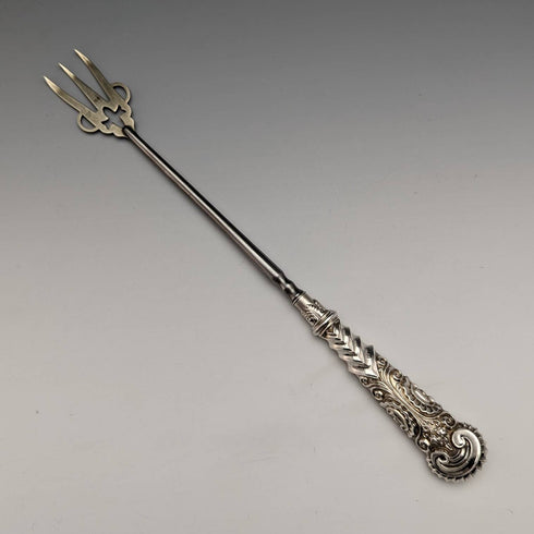 1889 British Antique Pure Silver Handle Toasting Fork Adie and Lovekin