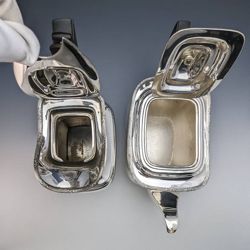 1910年代 英国アンティーク シルバープレート製 ティーポット4点セット Manoah Rhodes