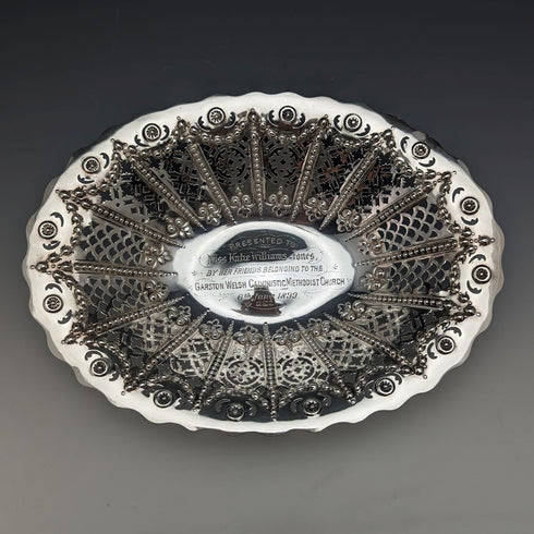 1894 British Antique Sterling Silver Earring Decoration Bowl/Dish 232g Martin Hall