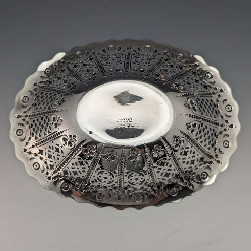 1894 British Antique Sterling Silver Earring Decoration Bowl/Dish 232g Martin Hall