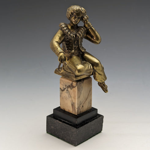 古董 Ormolu 和大理石男孩雕像懷錶架展示架