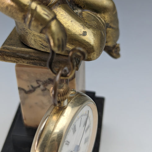 古董 Ormolu 和大理石男孩雕像懷錶架展示架